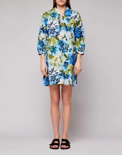 Sundek ABITO IN COTONE CON COLLO ALLA COREANA E FANTASIA FLOREALE