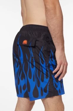 Sundek COSTUME DA BAGNO LUNGO A VITA ELASTICATA STAMPA ACID FLAME -Moda Sconto M717BDRT4AF H