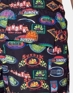 Sundek COSTUME DA BAGNO CORTO CON VITA ELASTICATA E STAMPA LOGHI STORICI -Moda Sconto MAN BDVOLLEY14FA LEVINSWIMTRUNKS BLACK M633BDRT4AR 004AR 20