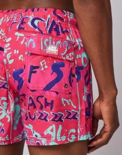 Sundek COSTUME DA BAGNO CORTO A VITA ELASTICATA STAMPA MANIFESTO -Moda Sconto MAN BOARDSHORT MANIFESTOBD FLAMINGO M633BDRT4MN 692MN 3