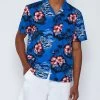 Sundek CAMICIA CON STAMPA SURFING THE HEAVEN ALL OVER -Moda Sconto MAN SHIRT ALLOVERSHIRT ELECTROBLUE M817SHMU100 675TV 1