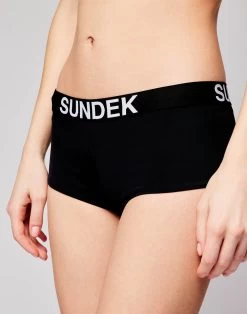 Sundek MINI SHORTS CON ELASTICO LOGO -Moda Sconto WOMAN BIKINIBOTTOM SPORTFITBOTTOM BLACK W118KBL3000 00400 4