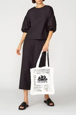 Sundek BLUSA IN POPELINE CON MANICHE A PALLONCINO -Moda Sconto WOMAN BLOUSE POPELINEBLOUSE BLACK GW499BSPI200 00400 1