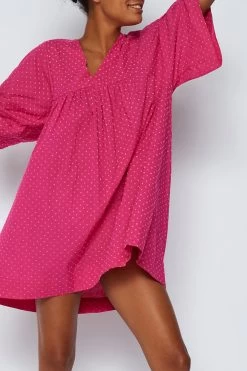 Sundek ABITO A MANICHE CORTE CON SCOLLO A V -Moda Sconto WOMAN DRESS V NECKDRESS IBISCO W750DRCN400 96800 2