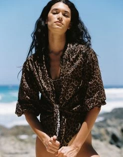 Sundek CAMICIA IN COTONE MUSLIN CON STAMPA LEOPARDATA