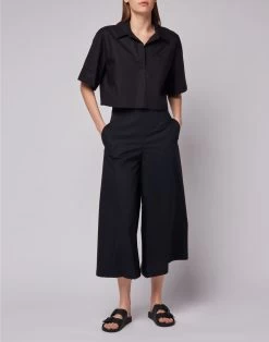 Sundek CAMICIA A MANICHE CORTE IN POPELINE -Moda Sconto WOMAN SHIRT POPELINESHIRT BLACK GW032SHPI200 00400 2