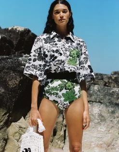 Sundek BLUSA IN POPELINE DI COTONE CON STAMPA FIORITA